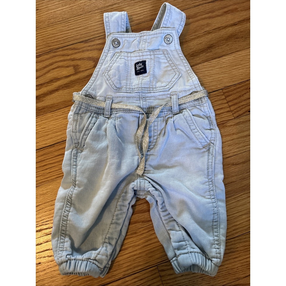 Carter's Light Blue Baby Overalls with Silver Glitter Belt